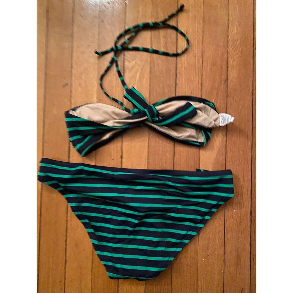Ladies Medium J.Crew 2pc Stripe Bikini Set - image 3